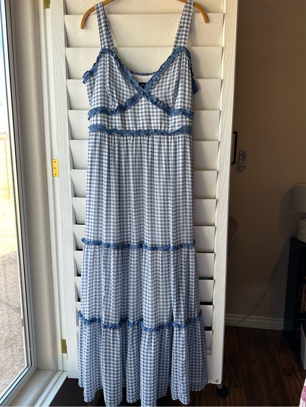 Torrid Gingham Blue White Picnic Tier Maxi Dress 00 Large
